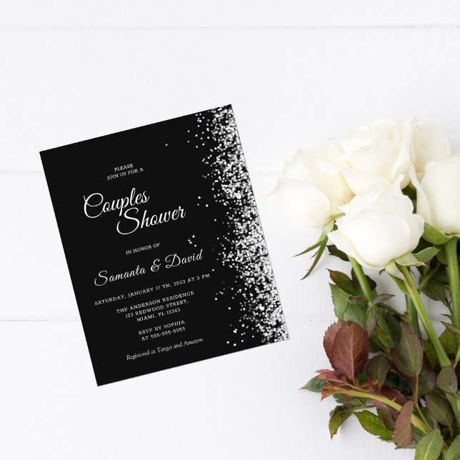 Budget Black Glitter Couples Shower Invitation (Creator Uploaded)