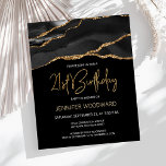 Budget Black Gold Agate 21st Birthday Invitation<br><div class="desc">This trendy 21st birthday invitation features a watercolor image of an agate geode in black with faux gold highlights. The words "21st Birthday" appear in faux gold glitter in decorative modern handwriting font on a black background. Customise it with the name of the honoree in gold coloured text and the...</div>