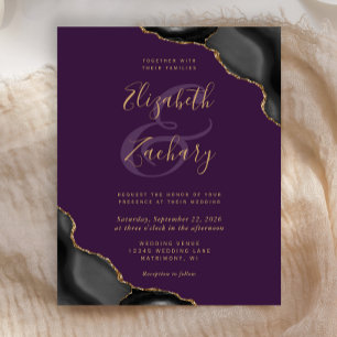 Budget Black Gold Agate Corners Purple Wedding