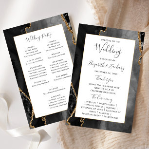 Budget Black Gold Agate Wedding Program