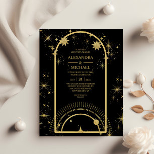 Budget Black Gold Celestial Stars Wedding