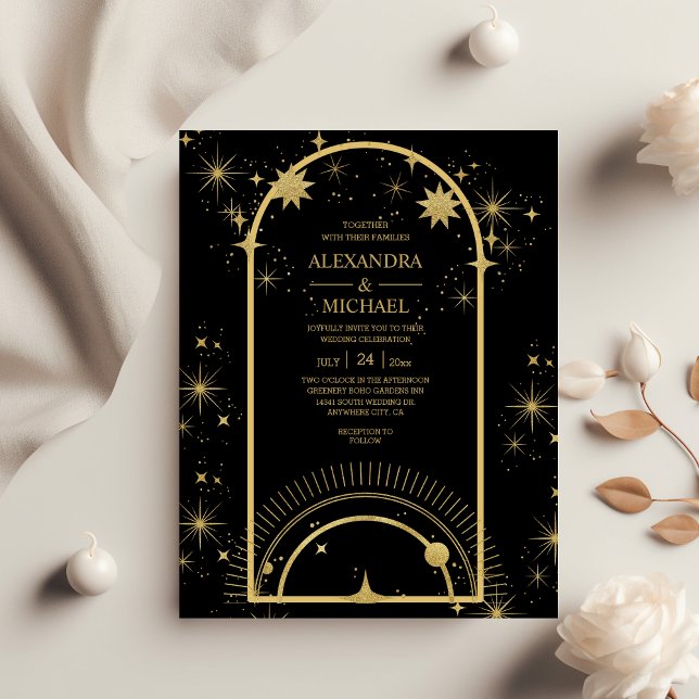 Budget Black Gold Celestial Stars Wedding  (Creator Uploaded)