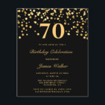 Budget Black Gold Confetti 70Th Birthday Party  Flyer<br><div class="desc">Budget Black Gold Confetti 70Th Birthday Party Flyer</div>