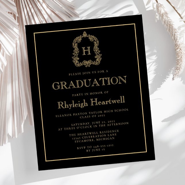 Budget Black Gold Crest Graduation Party (Creator Uploaded)