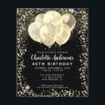 Budget Black Gold Glam Glitter Balloon Birthday<br><div class="desc">Modern Glam Faux Gold Black Glitter Sparkle Balloon Elegant Stylish Birthday Invitation</div>