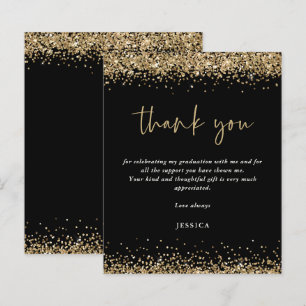 Budget Black Gold Glitter 2024 Graduation Thanks
