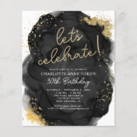 Budget Black Gold Glitter Alcohol Ink Birthday