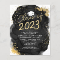 Budget Black Gold Glitter Alcohol Ink Graduation