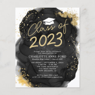 Budget Black Gold Glitter Alcohol Ink Graduation