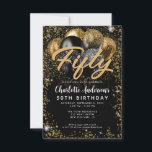 Budget Black Gold Glitter Balloon Any Age Birthday Card<br><div class="desc">Modern Glam Faux Gold Black Copper Yellow Glitter Sparkle Balloon Elegant Stylish Any Age Birthday Invitation</div>