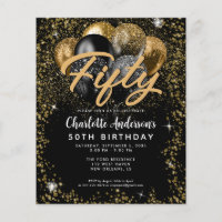 Budget Black Gold Glitter Balloon Any Age Birthday