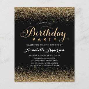 Budget Black Gold Glitter Sparkle Any Age Birthday