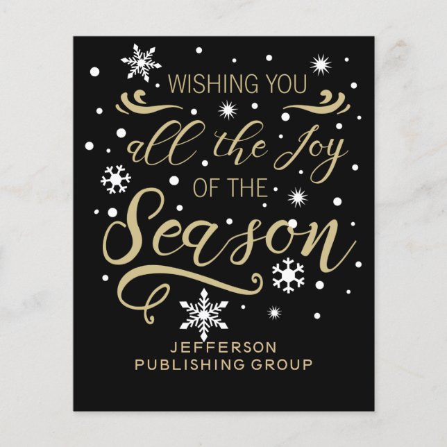Budget Black Gold Modern Business holiday Card (Front)