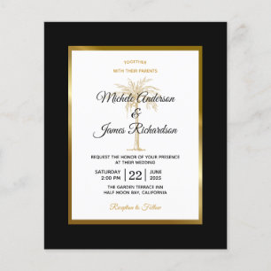 Budget Black Gold Palm Tree Wedding Invitation