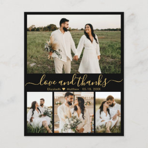 Budget Black Gold Photo Wedding Thank You Card