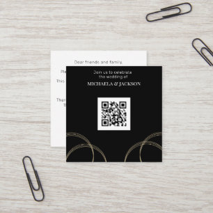 Budget Black Gold QR Code  Wedding Invitation