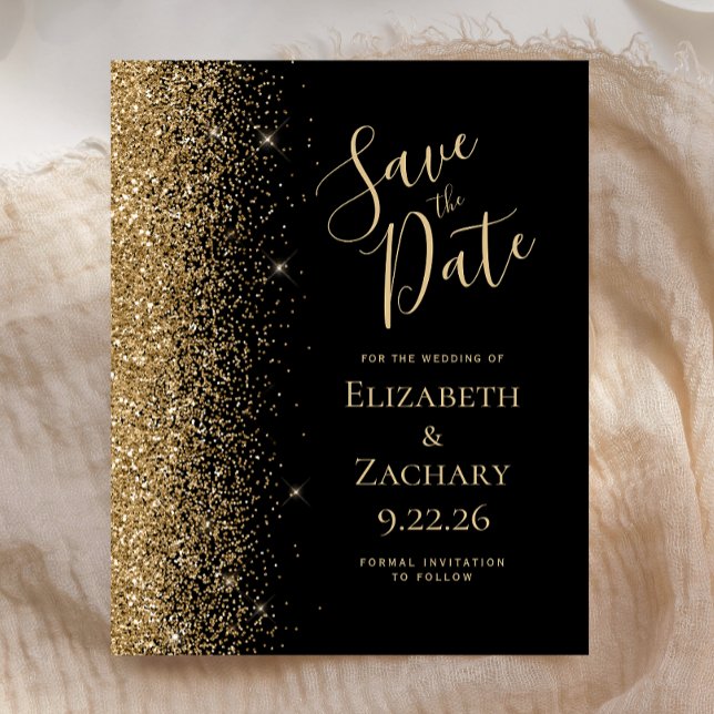 Budget Black Gold Save the Date Card (Creator Uploaded)