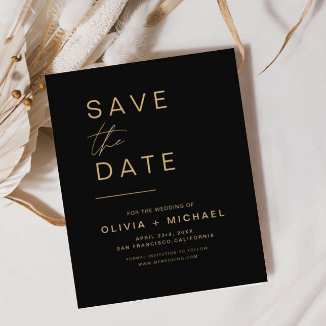 Budget Black Gold Save the Date Elegant Flyer (Creator Uploaded)