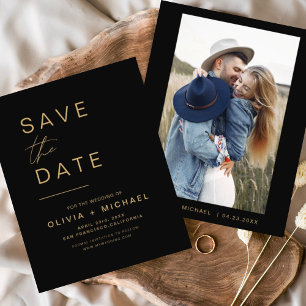 Budget Black Gold Save the Date Photo Minimalist Flyer
