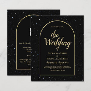 BUDGET BLACK GOLD Starry Night Wedding INVITE