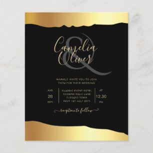 BUDGET Black Gold Wedding Invite RSVP QR Code Chic Flyer