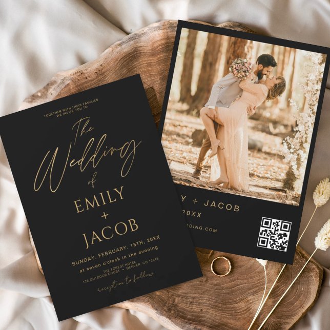 Budget Black Gold Wedding QR Code Photo Script (Creator Uploaded)