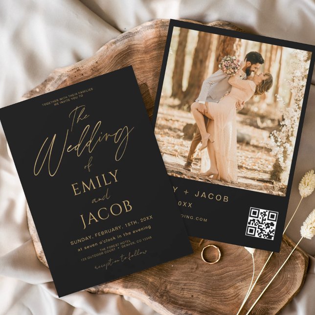 Budget Black Gold Wedding QR Code Photo Script (Creator Uploaded)