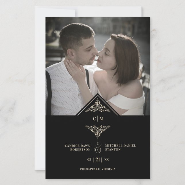 Budget Black Golden Chic Lace Romantic Couple (Front)