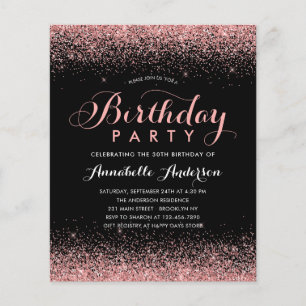Budget Black Hot Pink Glitter Any Age Birthday