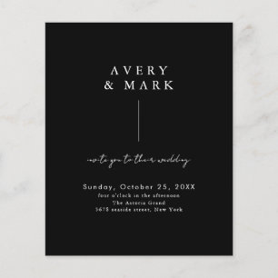 Budget Black Modern Wedding Invitation Flyer