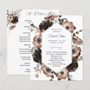 Budget Black & Natural Floral Boho Wedding Program