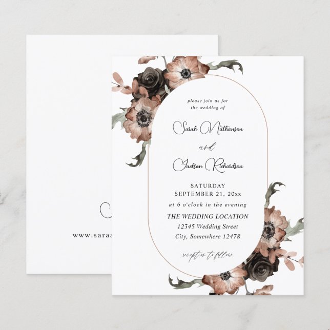 Budget Black & Natural Floral Wedding  (Front/Back)
