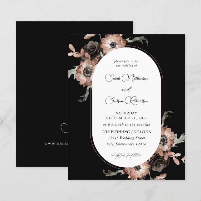 Budget Black & Natural Floral Wedding - Black (Front/Back)