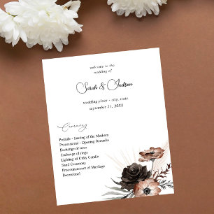 Budget Black &NaturalFloral Boho Wedding Program 2 Flyer