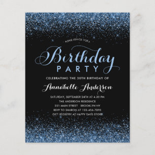 Budget Black Navy Blue Glitter Any Age Birthday