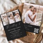 Budget Black Photo QR code Wedding Invitation<br><div class="desc">Budget Black The Wedding of Modern Elegant  QR code,  Four (4) Photo Collage and Large Date Minimalist Wedding Invitation. The Wedding Invitation cards contain a modern typography that are elegant,  simple and modern to use after you minimalist simple wedding day celebration.</div>