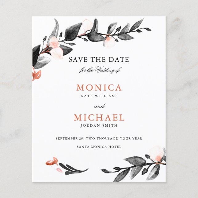 BUDGET BLACK PINK Bloom | Modern SAVE THE DATE (Front)
