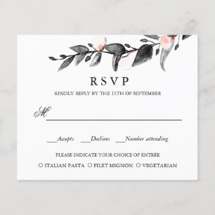 BUDGET BLACK PINK Bloom WEDDING RSVP MEAL CHOICE
