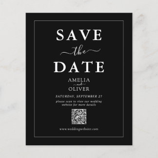 Budget Black QR Code Wedding Save the Date Flyer