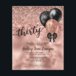 Budget Black Rose Gold Balloon Bow 30th Birthday<br><div class="desc">Modern Elegant Glam Black Pink Rose Gold Glitter Sparkle Confetti Ribbon Bow Balloon 30th Birthday Invitation</div>