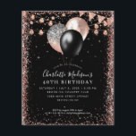 Budget Black Rose Gold Glitter Balloon Birthday<br><div class="desc">Modern Elegant Black Blush Pink Rose Gold Glitter String Lights Balloon Any Age Birthday</div>