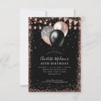 Budget Black Rose Gold Glitter Balloon Birthday