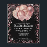 Budget Black Rose Gold Glitter Balloon Birthday Flyer<br><div class="desc">Modern Glam Blush Pink Rose Gold Black Glitter Sparkle Balloon Elegant Stylish Birthday Invitation</div>