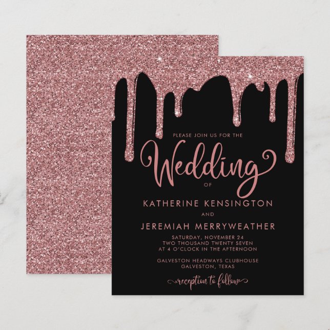 BUDGET Black Rose Gold Glitter Wedding (Front/Back)