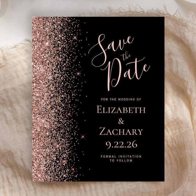 Budget Black Rose Gold Save the Date (Creator Uploaded)