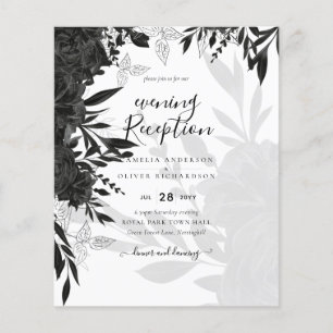 BUDGET Black Roses Elegant White Wedding Invite Flyer