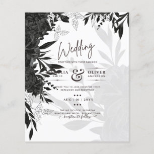 BUDGET Black Roses Elegant White Wedding Invite Flyer