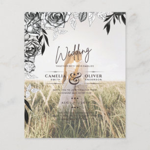 Budget Black Roses PHOTO OVERLAY Wedding Invite