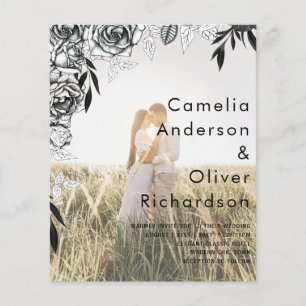 Budget Black Roses PHOTO OVERLAY Wedding Invite