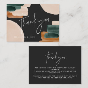 budget black, rust abstract baby shower thank you card